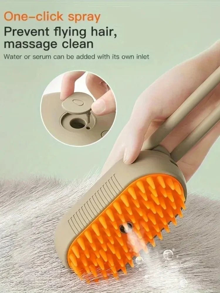 Cat Dog Pet Spray Massage Brush One Button Steam Spray Folding Rotatable Floating Hair Bath Hair Removal Brush Comb