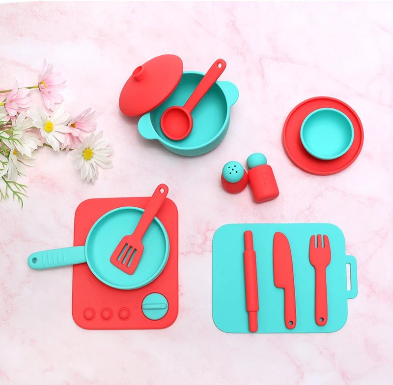 13PCS Silicone Kitchen Play Set – Pretend Cooking Toy for Kids