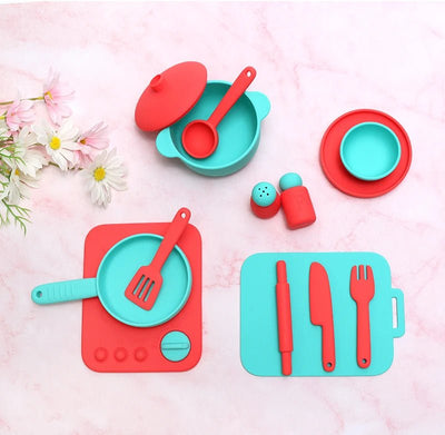 13PCS Silicone Kitchen Play Set – Pretend Cooking Toy for Kids