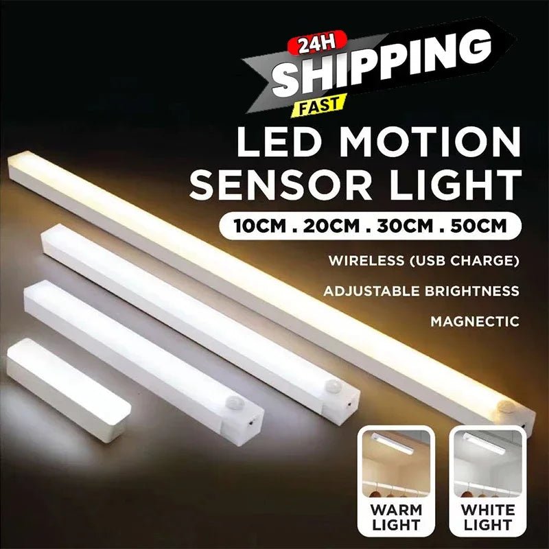 Rechargeable Motion Sensor LED Light for Closet, Cabinet, Stairs & Hallway – Dimmable Night Lamp