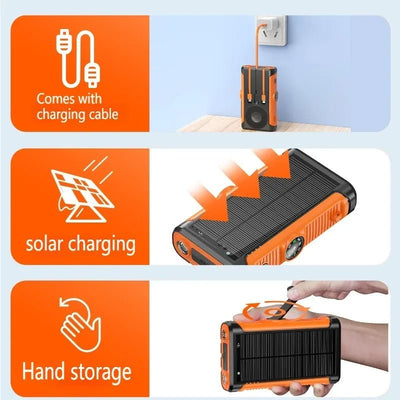 Hand Crank Solar Power Bank 22.5W Fast Charging 15W Magsafe Wireless Charger 20000mAh Portable Battery for IPhone Xiaomi Huawei