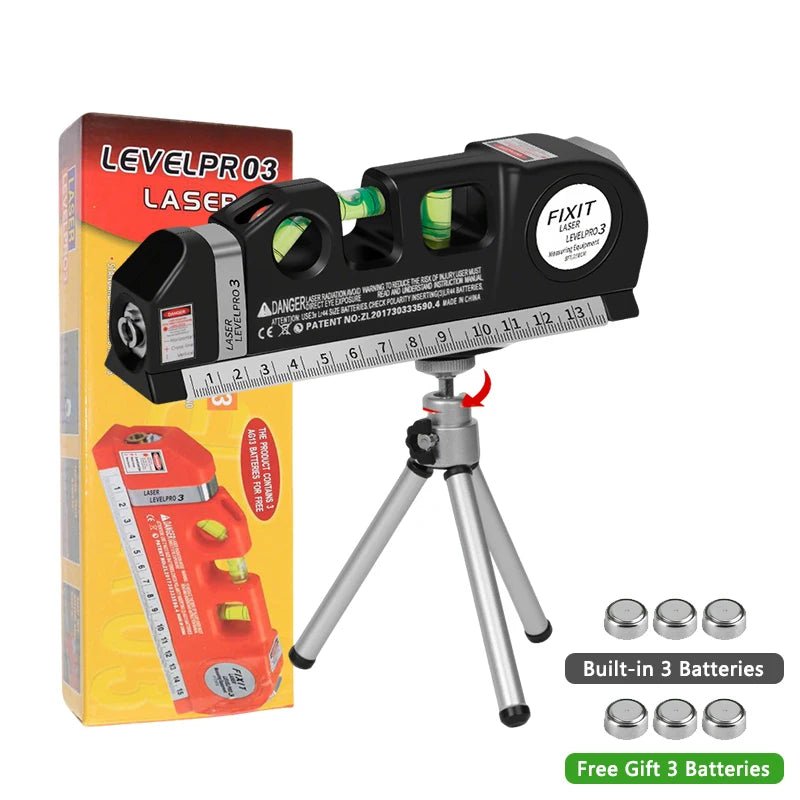Laser Level Line Tool, Precision Multipurpose Laser Level with Optional Tripod, Adjustable Standard Cross Line Lase 2.5m/8ft