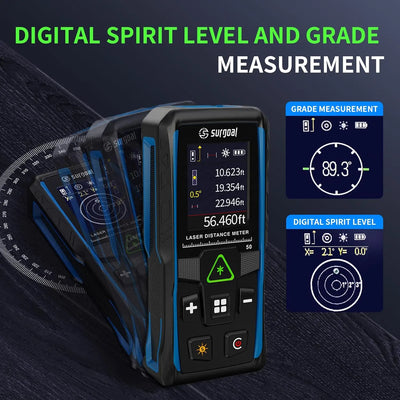 Multifunction 100m 50m Green Laser Rangefinder with Digital Level Color Screen Vibration Laser Tape Distance Meter