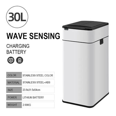 Smart Sensor Trash Can – Stainless Steel Automatic Bin 30–60L
