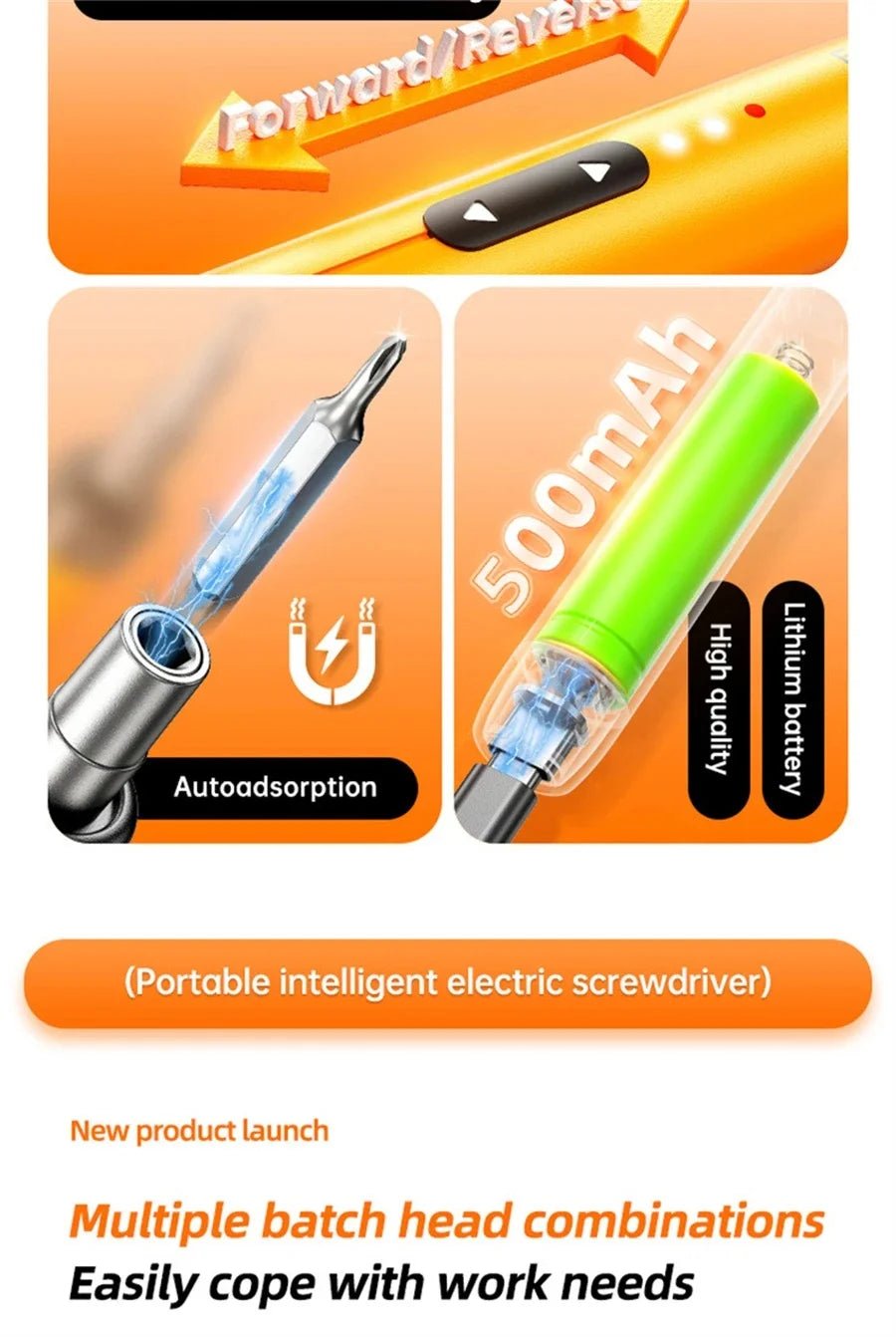 Rechargeable Type-C Electric Screwdriver Kit – Precision Cordless Power Tools for Cellphone & Computer Repairs