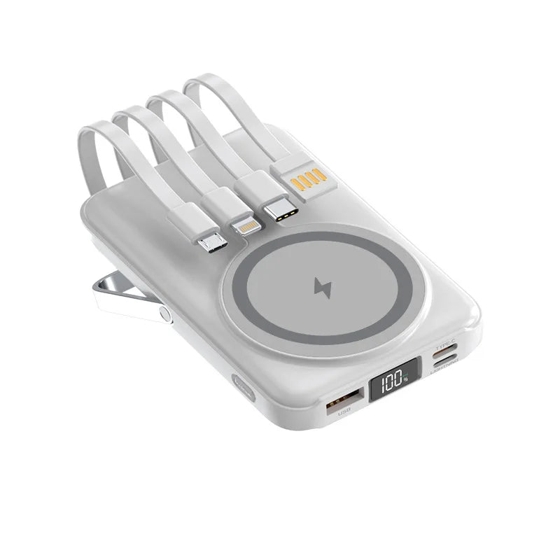 New 200000mAh Magnetic Wireless Power Bank with Phone Holder Portable Charger Fast Charging Battery for IPhone Magsafe PowerBank