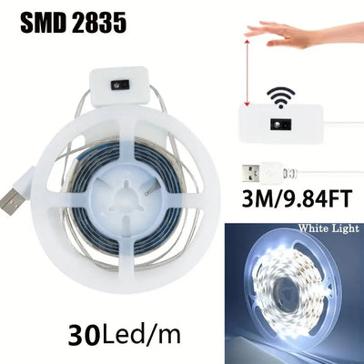 LED Strip Light Hand Scan Dimming Motion ON OFF Sensor 5V USB 30LED/M Diode Lights Tape For Closet Decoration Kitchen Lighting