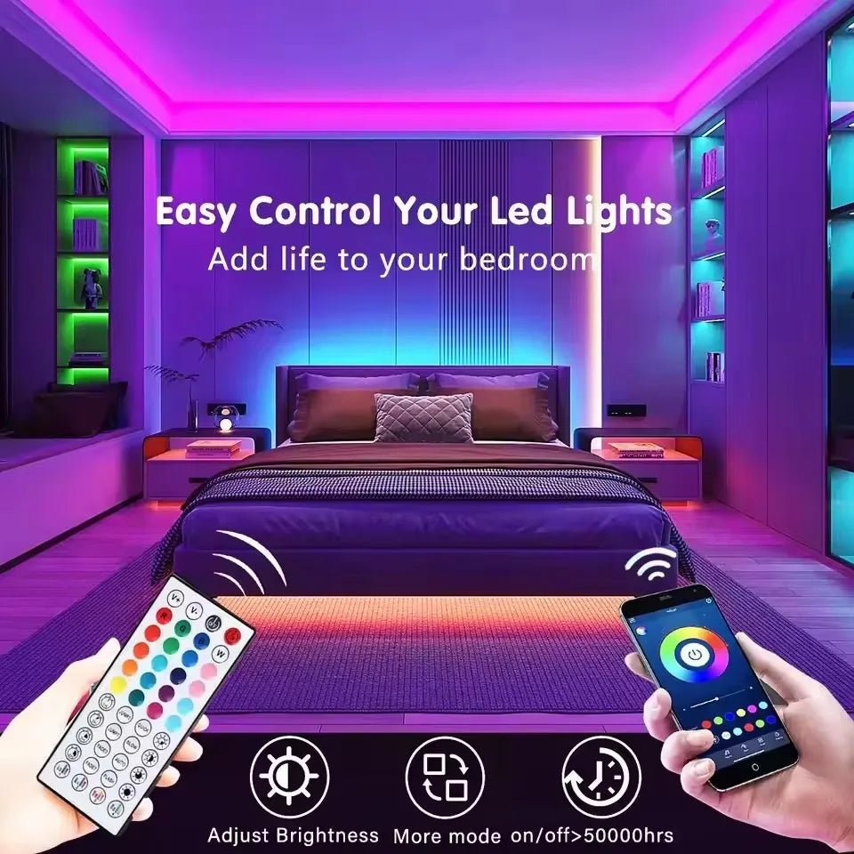 Smart LED Strip Lights 5m-40m Music Sync 24V RGB Led Light with App and Remote Control Christmas Party Room Decoration Lighting