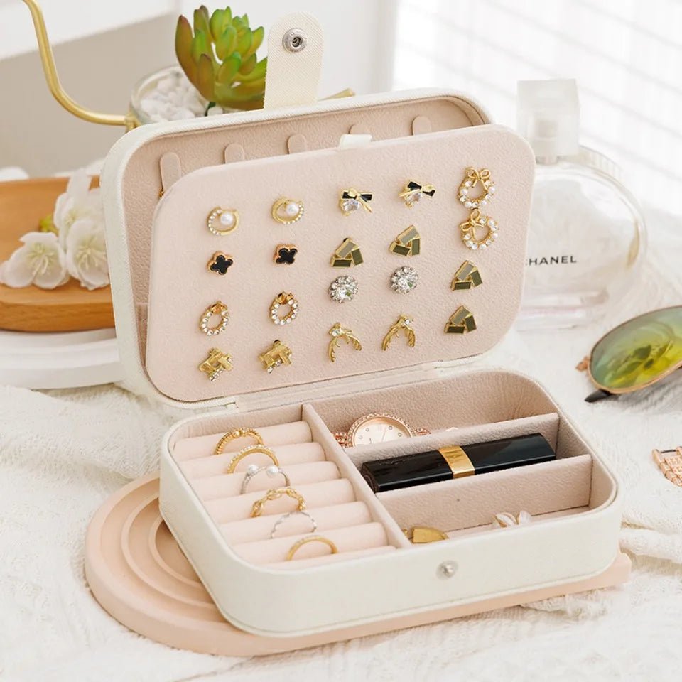 1 Pcs Portable Jewelry Storage Box Pink Home Travel Earrings Necklace Ring Jewelry Box Leather Woman Jewelry Display Box Gift