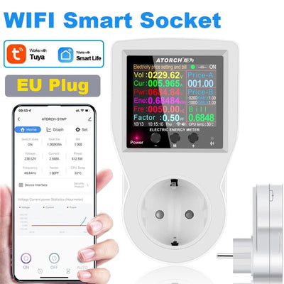 ‌Tuya WiFi Smart Plug 16A – Energy Monitoring Socket with App Control