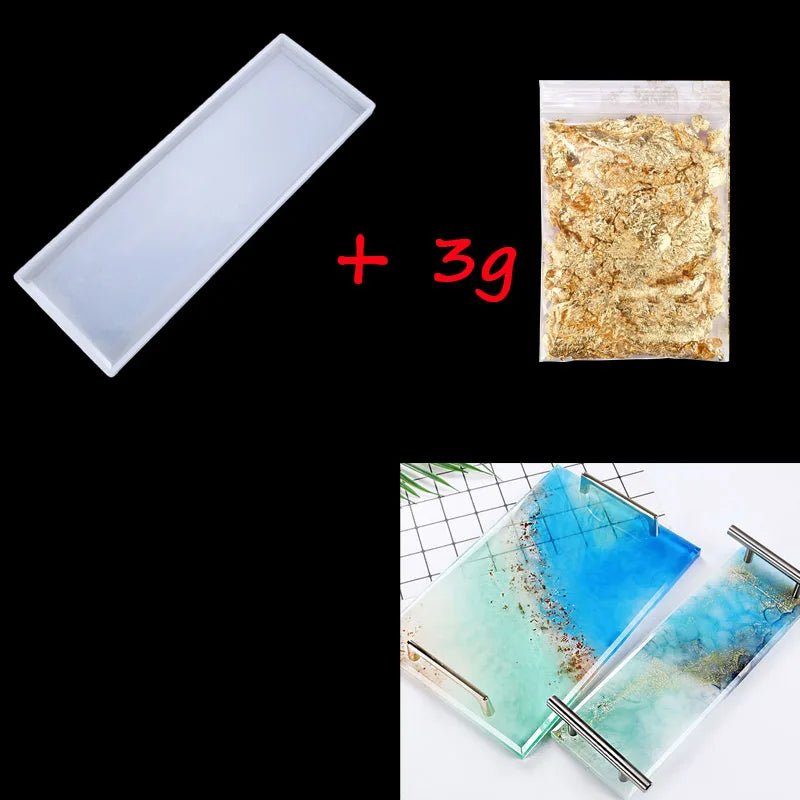 1/2pcs Large Rectangle Silicone Mold – DIY Epoxy Resin Tray for Fruit, Tea, Home Decor