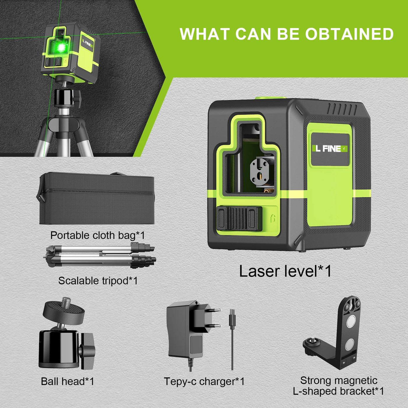 Lfine2/4D16 Lines 360°Self-leveling Laser Levels Optional tripod  And Vertical Professional Laser Level Tool