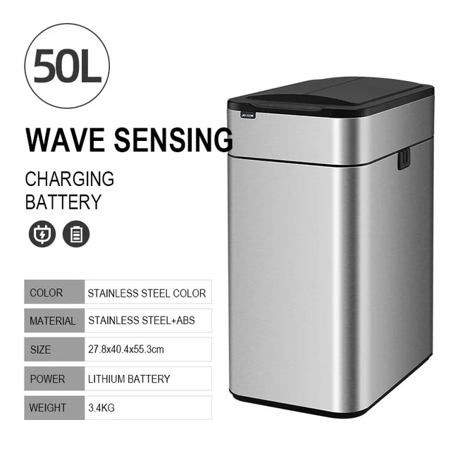 Smart Sensor Trash Can – Stainless Steel Automatic Bin 30–60L