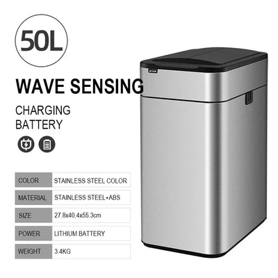 Smart Sensor Trash Can – Stainless Steel Automatic Bin 30–60L