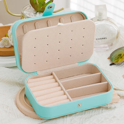 1 Pcs Portable Jewelry Storage Box Pink Home Travel Earrings Necklace Ring Jewelry Box Leather Woman Jewelry Display Box Gift