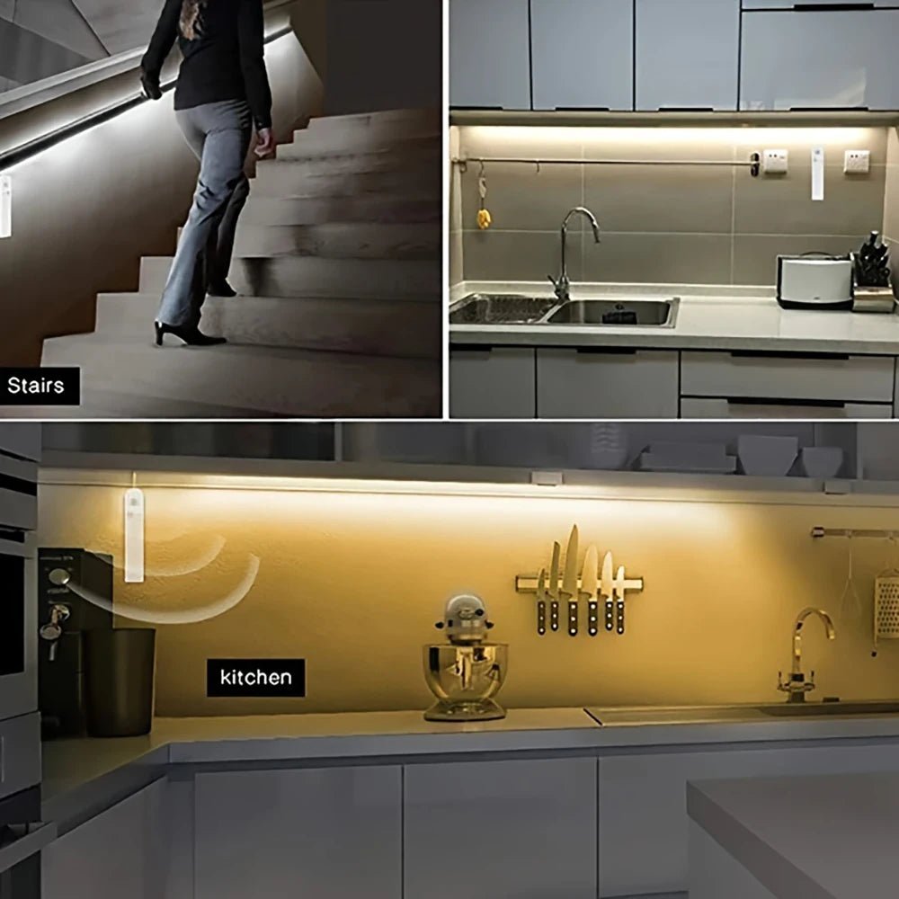 COB Motion Sensor LED Strip Light – 320 LEDs/m Battery Powered Lighting for Stairs, Bedroom & Closet
