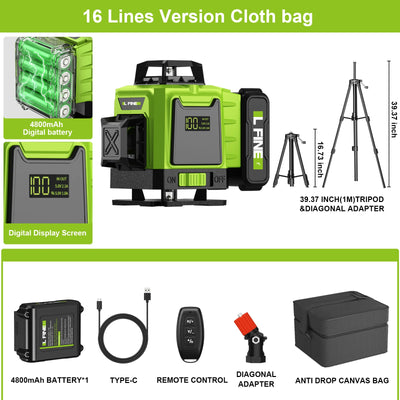 Lfine2/4D16 Lines 360°Self-leveling Laser Levels Optional tripod  And Vertical Professional Laser Level Tool