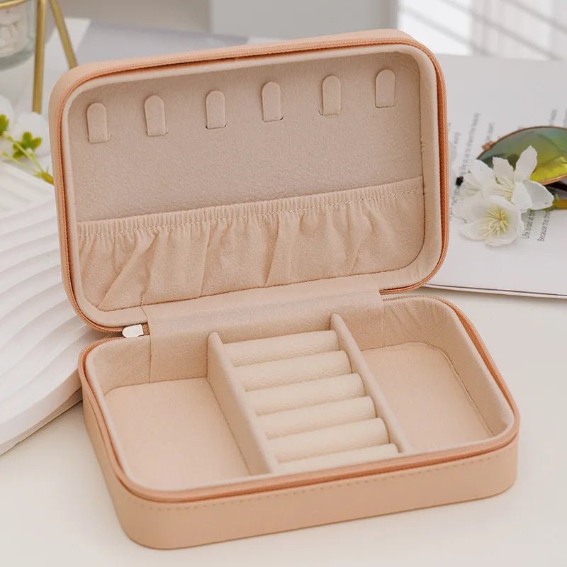 1 Pcs Portable Jewelry Storage Box Pink Home Travel Earrings Necklace Ring Jewelry Box Leather Woman Jewelry Display Box Gift