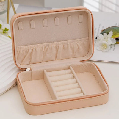 1 Pcs Portable Jewelry Storage Box Pink Home Travel Earrings Necklace Ring Jewelry Box Leather Woman Jewelry Display Box Gift