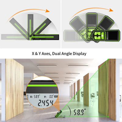 Huepar Laser Distance Measuring Meters Tool with Angle Sensor Rechargeable Digital Green Beam 60M 100M 120M Laser Rangefinder