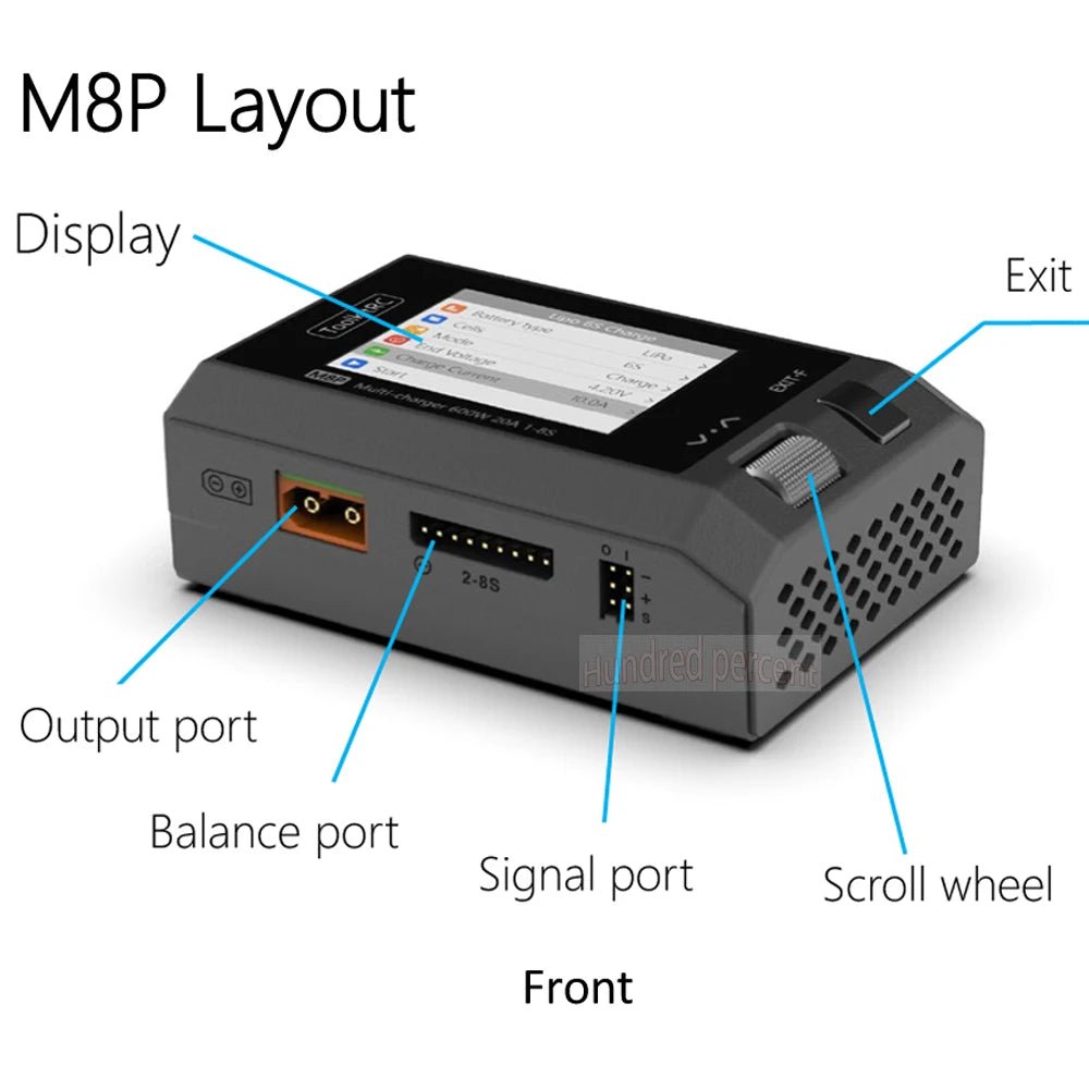 ToolkitRC M8P Charger with an increase in accuracy power of 600W 20A 5V 1-8S Multifunctional signal testing M8S upgraded
