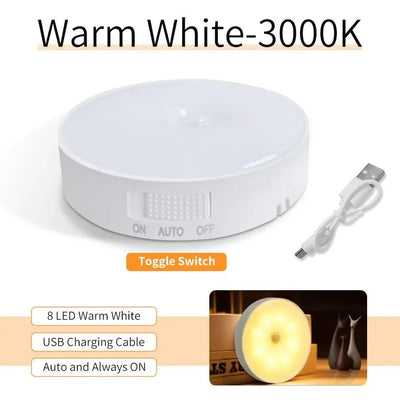 Rechargeable Motion Sensor LED Night Light – Wireless USB Lamp for Stairs, Kitchen, Bedroom & Hallway