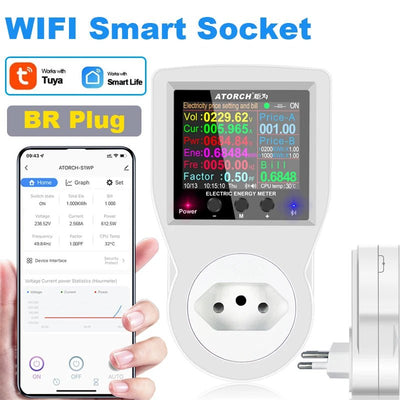 ‌Tuya WiFi Smart Plug 16A – Energy Monitoring Socket with App Control