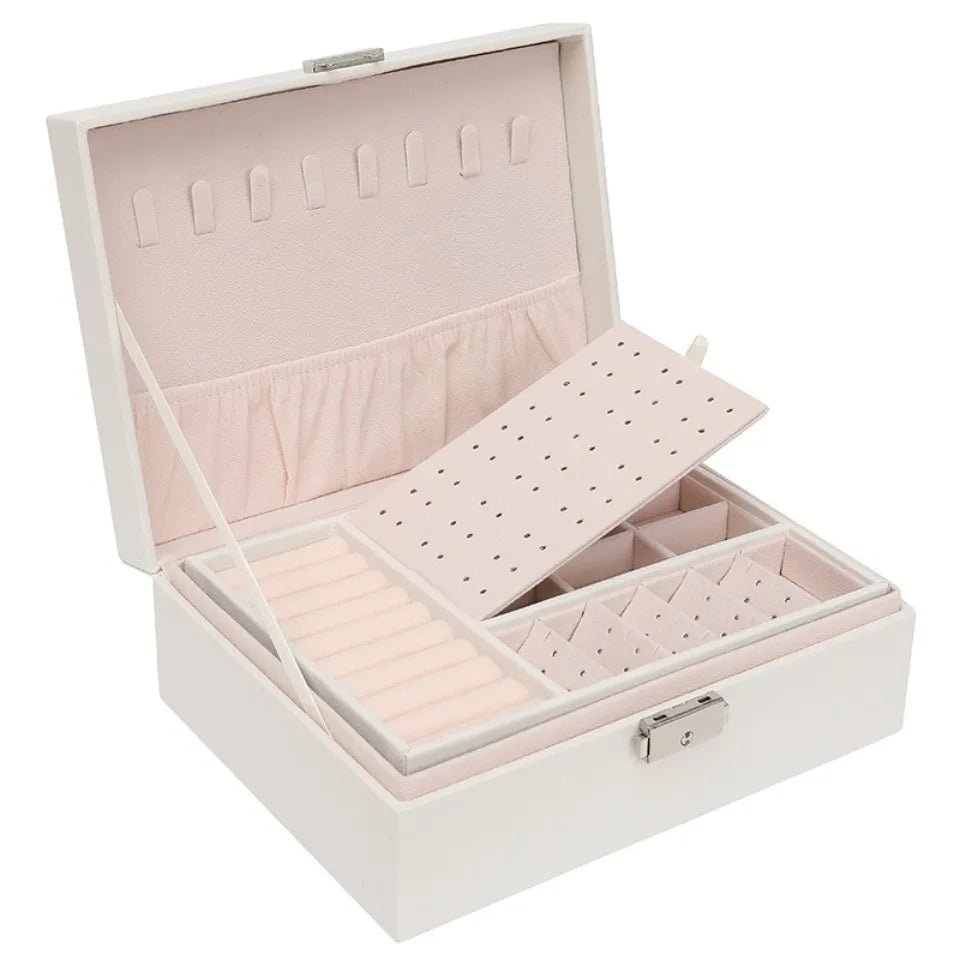 1 Pcs Portable Jewelry Storage Box Pink Home Travel Earrings Necklace Ring Jewelry Box Leather Woman Jewelry Display Box Gift
