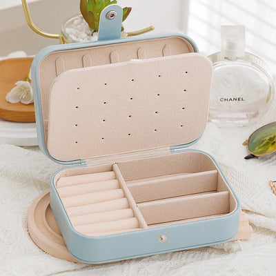 1 Pcs Portable Jewelry Storage Box Pink Home Travel Earrings Necklace Ring Jewelry Box Leather Woman Jewelry Display Box Gift