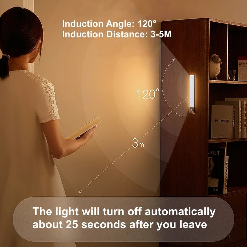 Rechargeable Motion Sensor LED Night Light – Wireless Induction Strip Bar Lamp for Kitchen & Bedroom