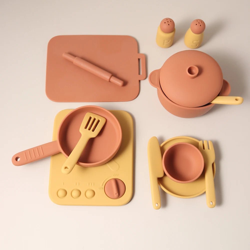 13PCS Silicone Kitchen Play Set – Pretend Cooking Toy for Kids