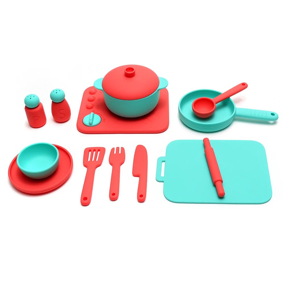 13PCS Silicone Kitchen Play Set – Pretend Cooking Toy for Kids