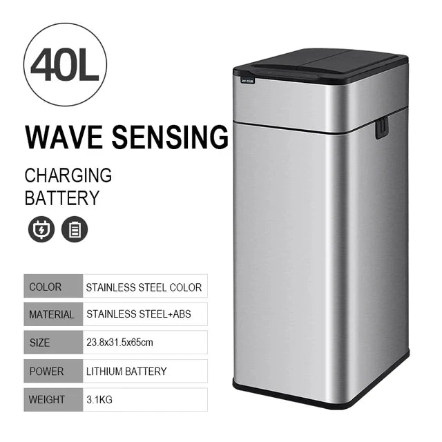 Smart Sensor Trash Can – Stainless Steel Automatic Bin 30–60L