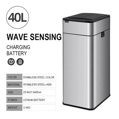 Smart Sensor Trash Can – Stainless Steel Automatic Bin 30–60L