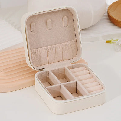 1 Pcs Portable Jewelry Storage Box Pink Home Travel Earrings Necklace Ring Jewelry Box Leather Woman Jewelry Display Box Gift
