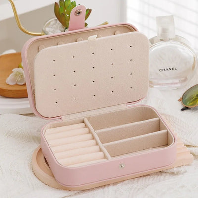 1 Pcs Portable Jewelry Storage Box Pink Home Travel Earrings Necklace Ring Jewelry Box Leather Woman Jewelry Display Box Gift