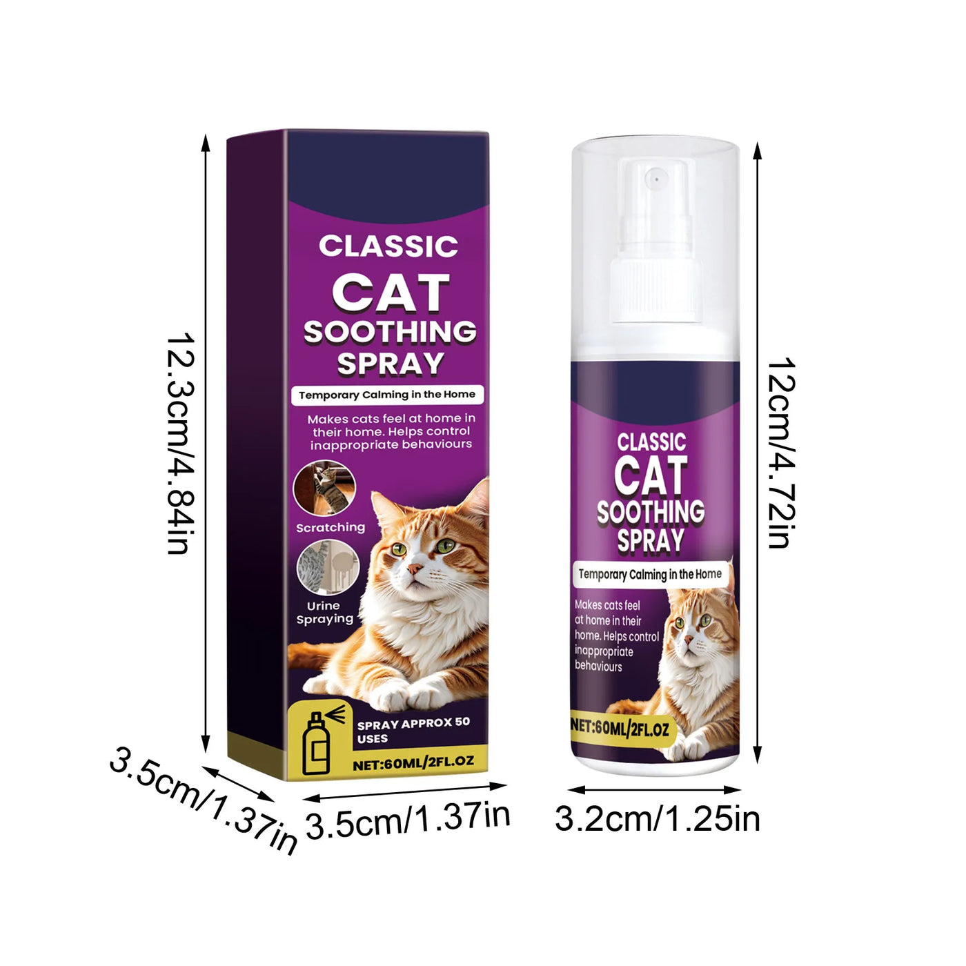 60ml Calming Cat Spray – Stops Scratching & Accidents