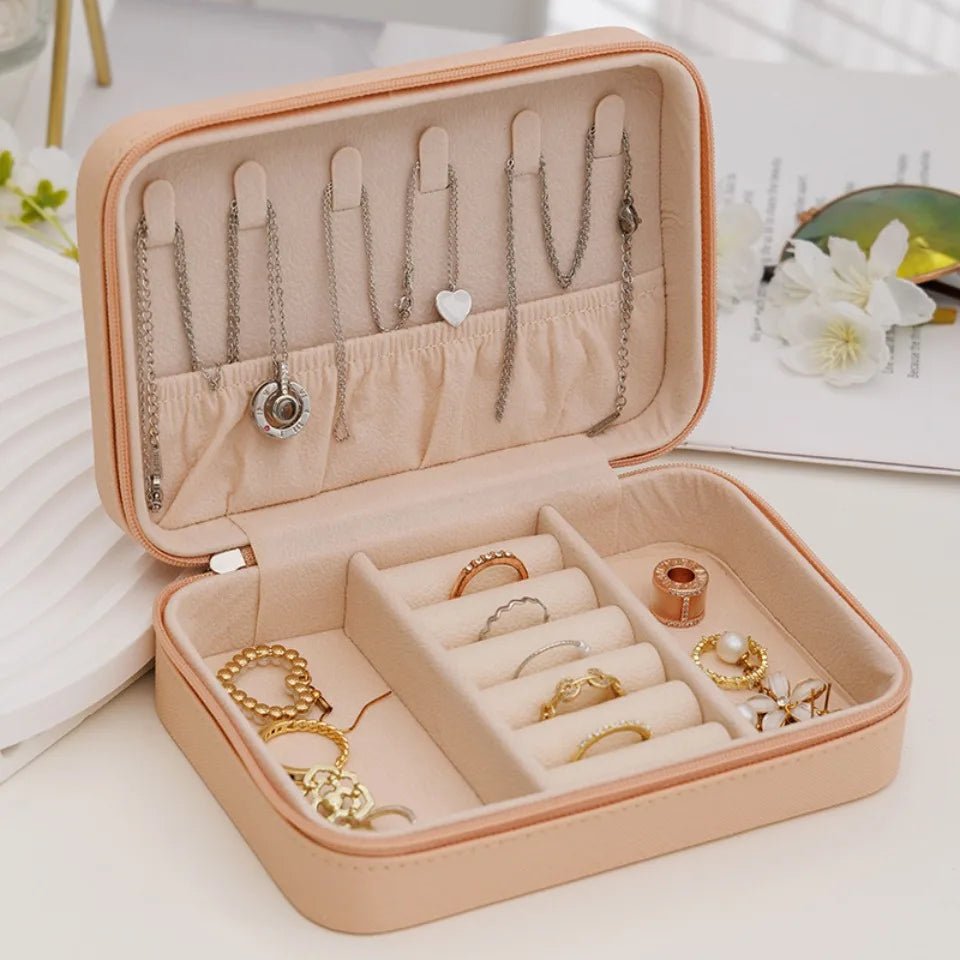 1 Pcs Portable Jewelry Storage Box Pink Home Travel Earrings Necklace Ring Jewelry Box Leather Woman Jewelry Display Box Gift