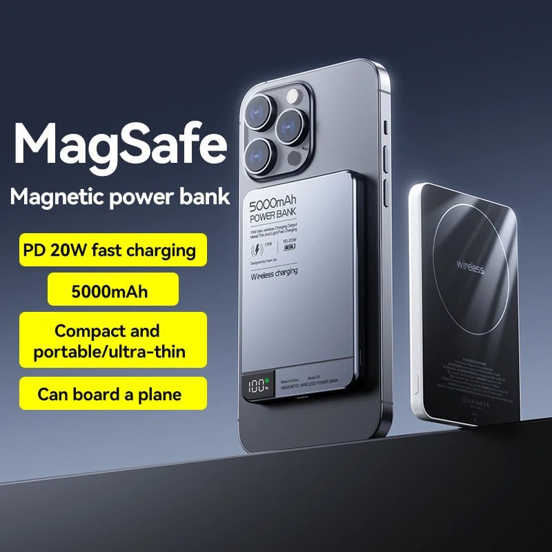 Travel Portable Wireless Magnetic Power Bank Fast Charging Ultra Capacity Digital External Battery PowerBank For Magsafe IPhone